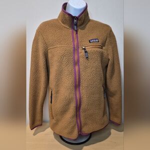 Patagonia Brown Fleece Jacket with Purple Trim